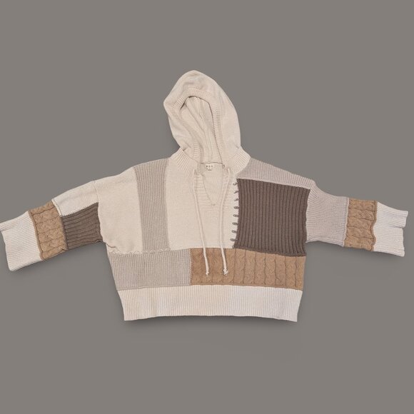 POL Tan Tones Block Knit Hooded Sweater - Small - Picture 7 of 13